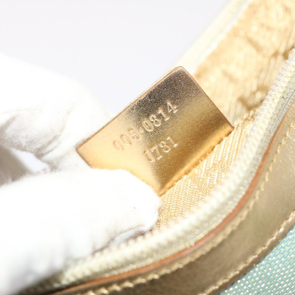 GUCCI Sherry Line Shoulder Bag Light Blue Gold 50417