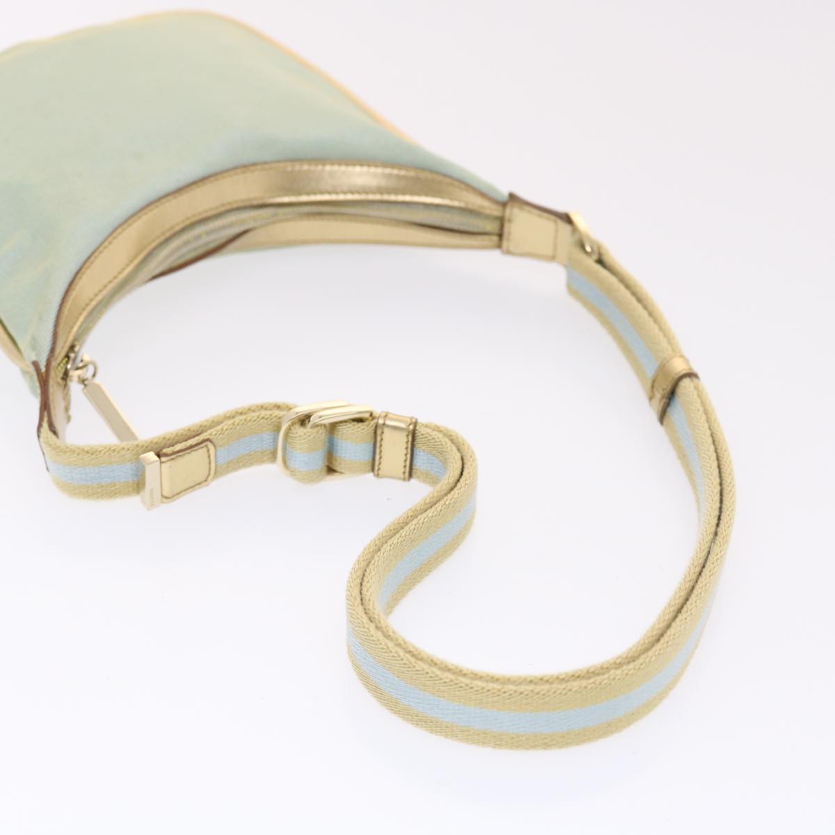 GUCCI Sherry Line Shoulder Bag Light Blue Gold 50417