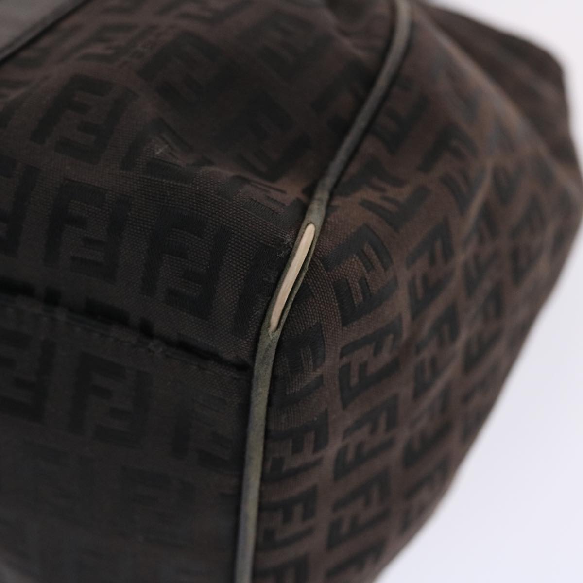 FENDI Zucchino Canvas Mamma Baguette Shoulder Bag Nylon Black 50423