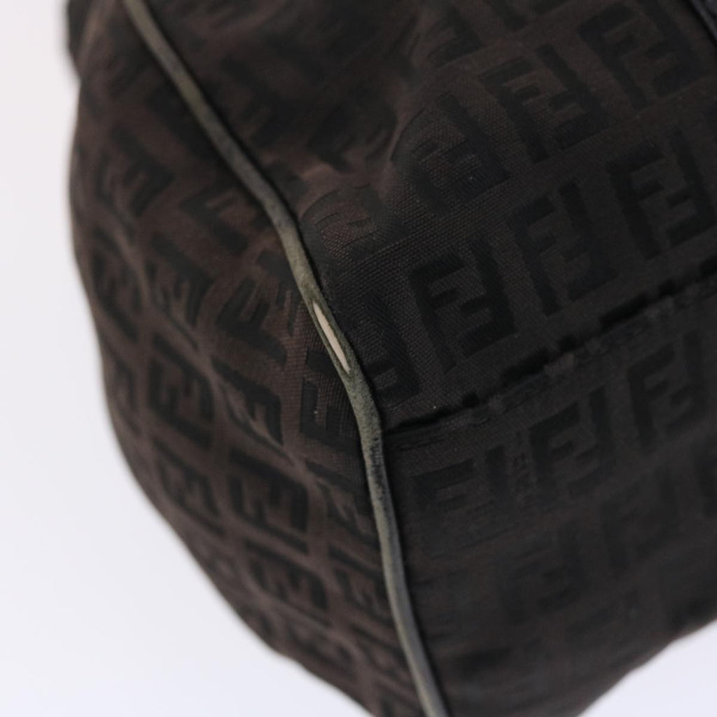 FENDI Zucchino Canvas Mamma Baguette Shoulder Bag Nylon Black 50423