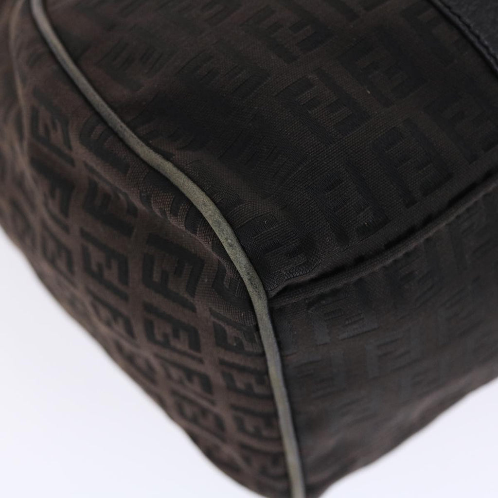FENDI Zucchino Canvas Mamma Baguette Shoulder Bag Nylon Black 50423