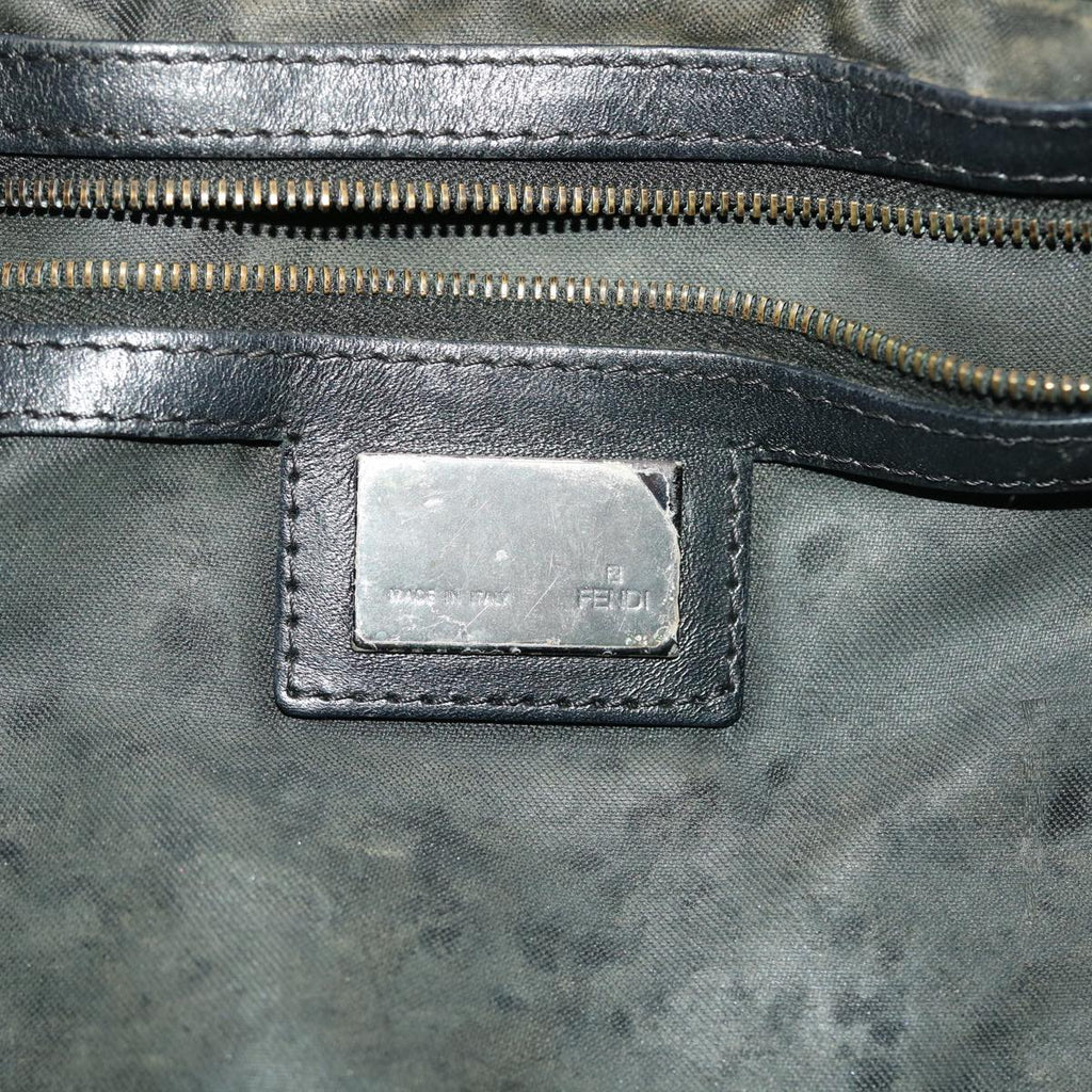 FENDI Zucchino Canvas Mamma Baguette Shoulder Bag Nylon Black 50423
