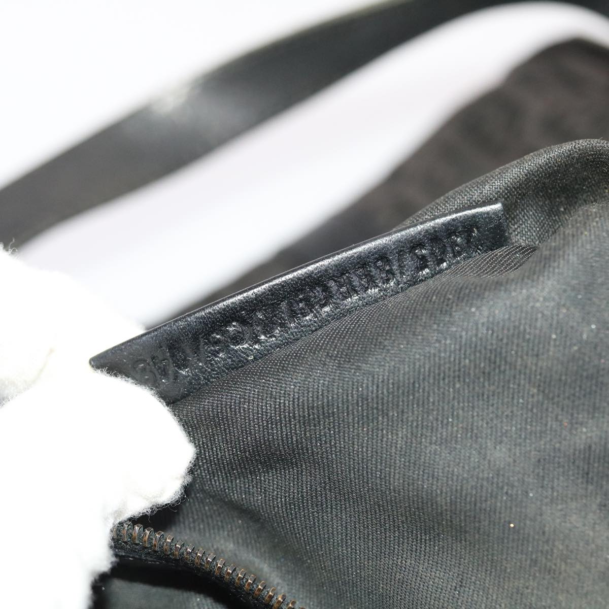 FENDI Zucchino Canvas Mamma Baguette Shoulder Bag Nylon Black 50423