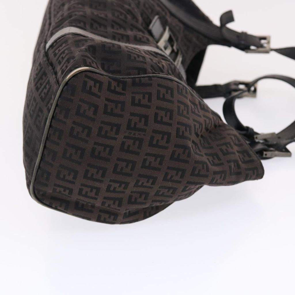 FENDI Zucchino Canvas Mamma Baguette Shoulder Bag Nylon Black 50423