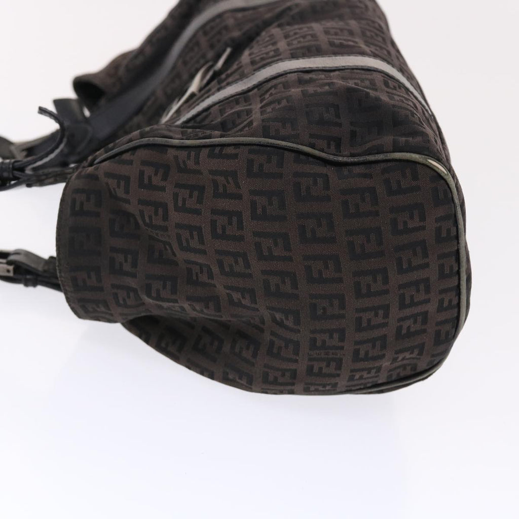 FENDI Zucchino Canvas Mamma Baguette Shoulder Bag Nylon Black 50423