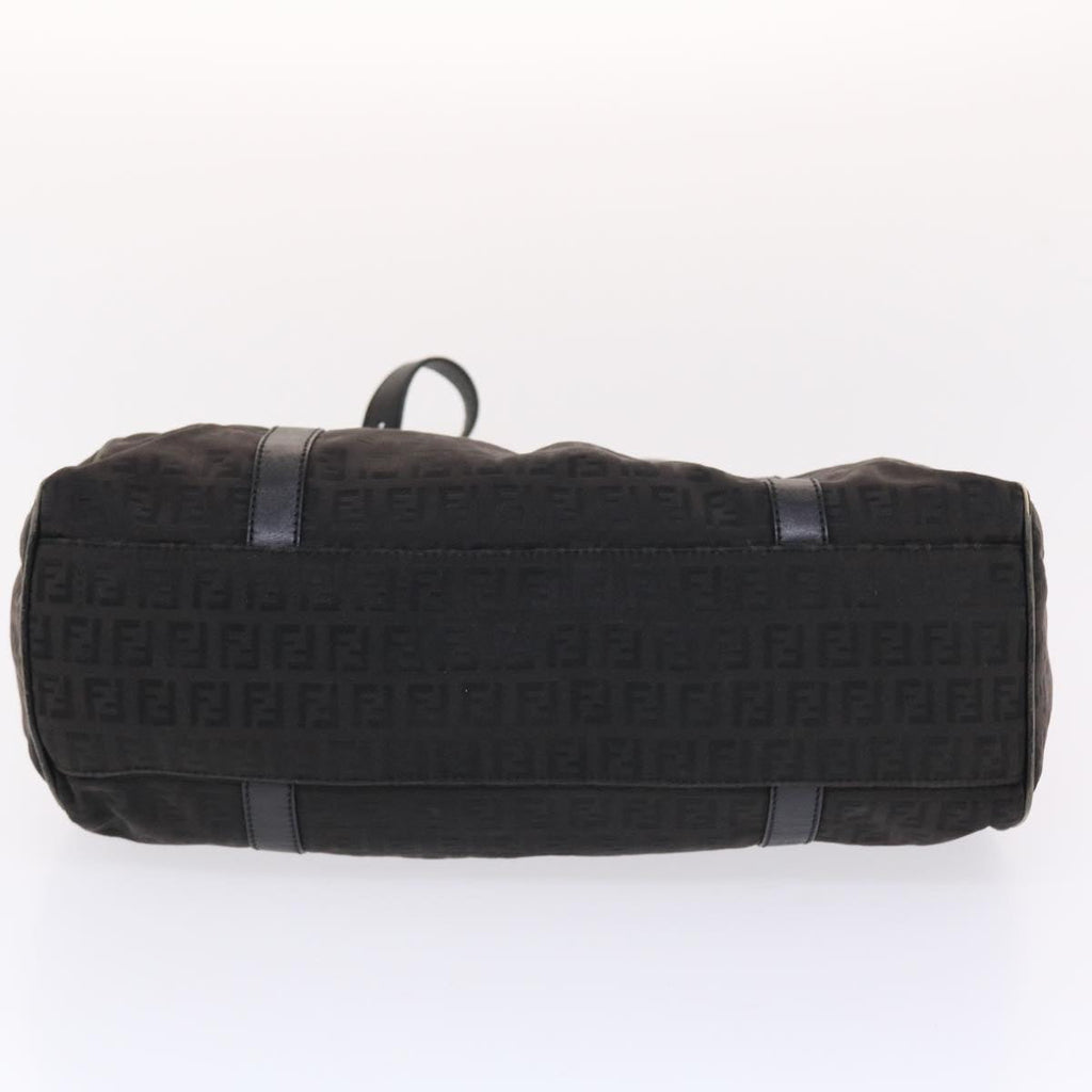 FENDI Zucchino Canvas Mamma Baguette Shoulder Bag Nylon Black 50423