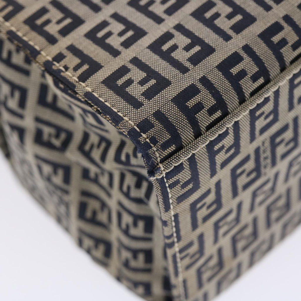 FENDI Zucchino Canvas Mamma Baguette Tote Bag Nylon Navy 50424