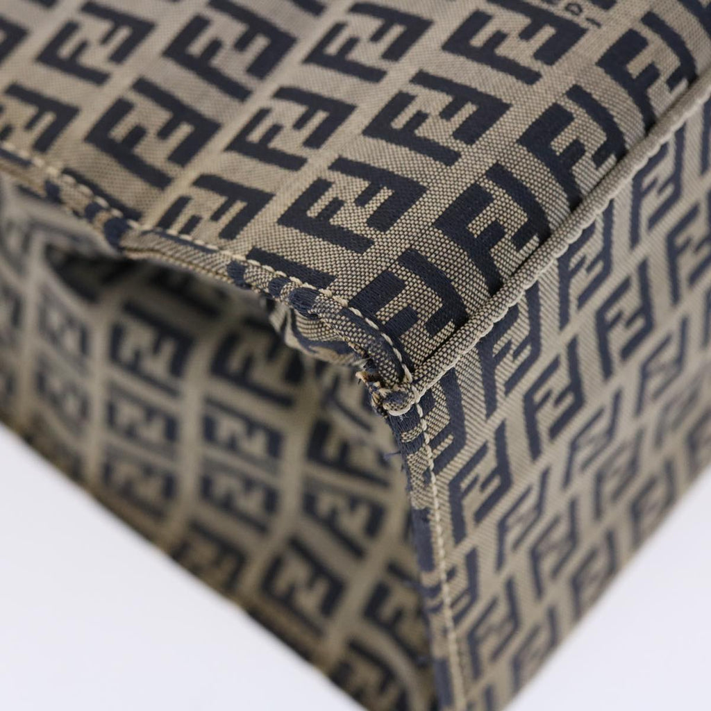 FENDI Zucchino Canvas Mamma Baguette Tote Bag Nylon Navy 50424