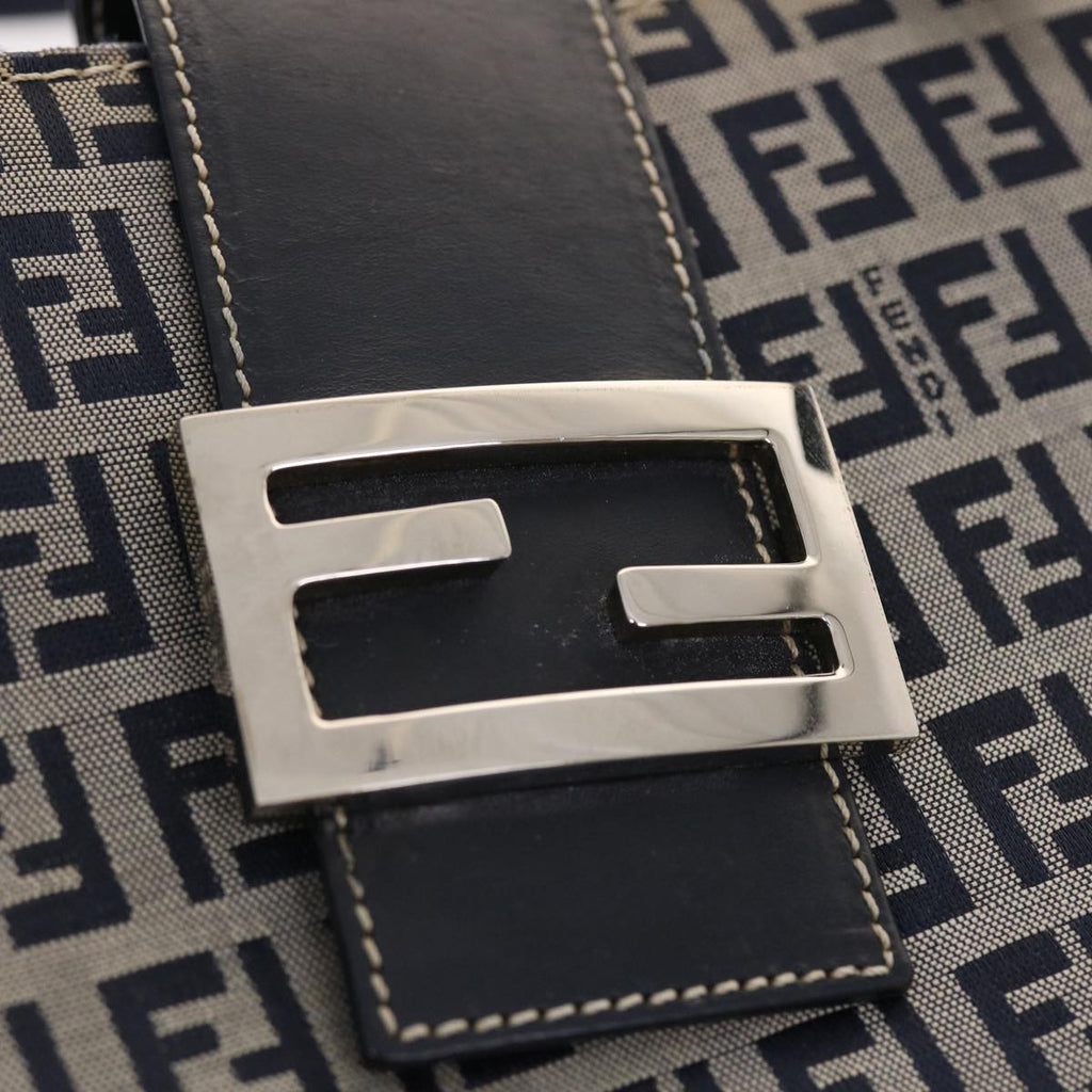 FENDI Zucchino Canvas Mamma Baguette Tote Bag Nylon Navy 50424