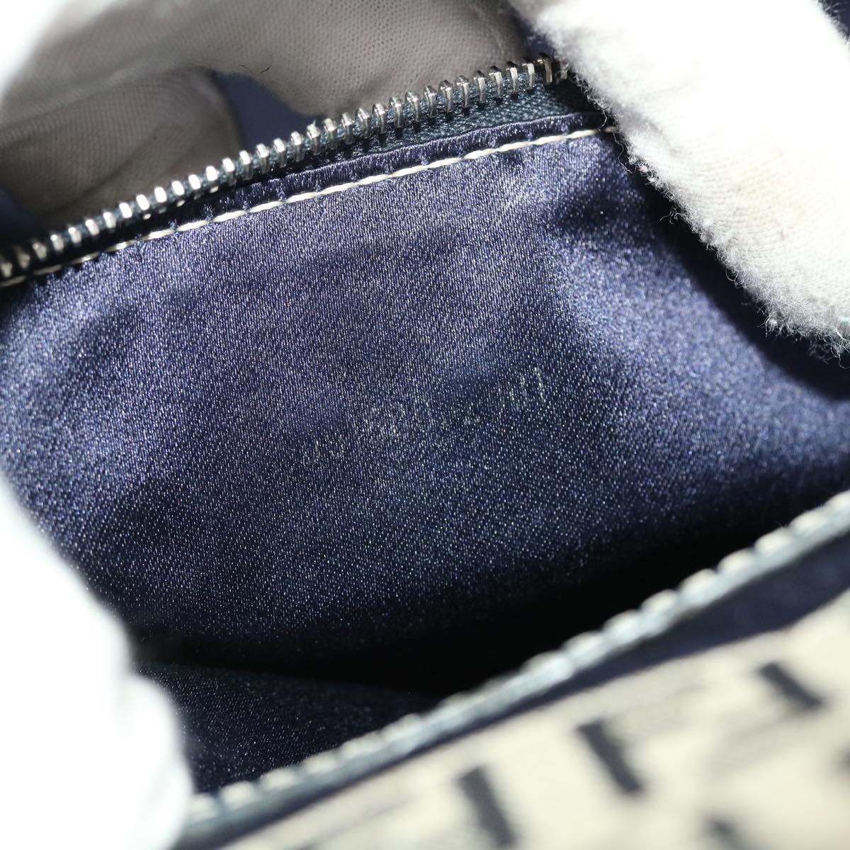 FENDI Zucchino Canvas Mamma Baguette Tote Bag Nylon Navy 50424