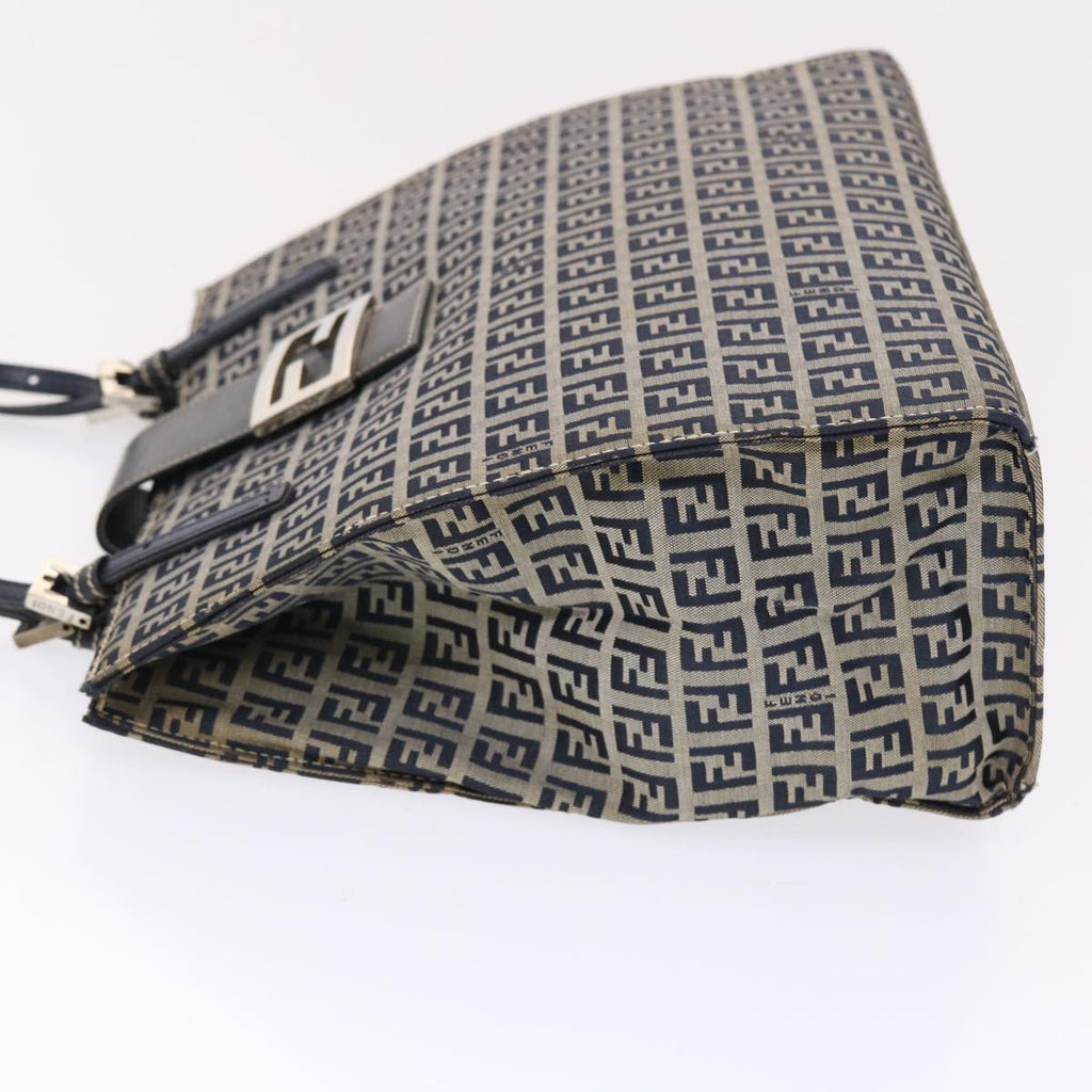 FENDI Zucchino Canvas Mamma Baguette Tote Bag Nylon Navy 50424