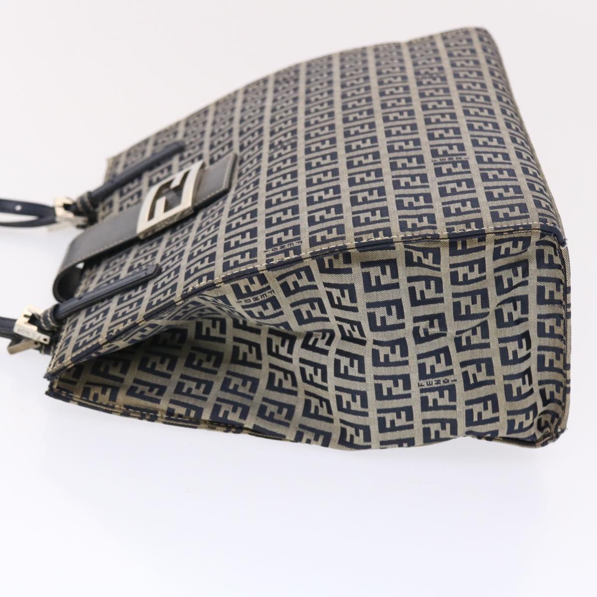 FENDI Zucchino Canvas Mamma Baguette Tote Bag Nylon Navy 50424