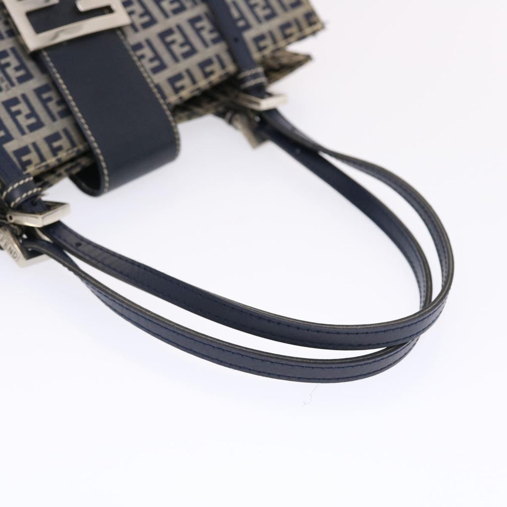 FENDI Zucchino Canvas Mamma Baguette Tote Bag Nylon Navy 50424