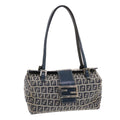 FENDI Zucchino Canvas Mamma Baguette Shoulder Bag Nylon Navy 50426