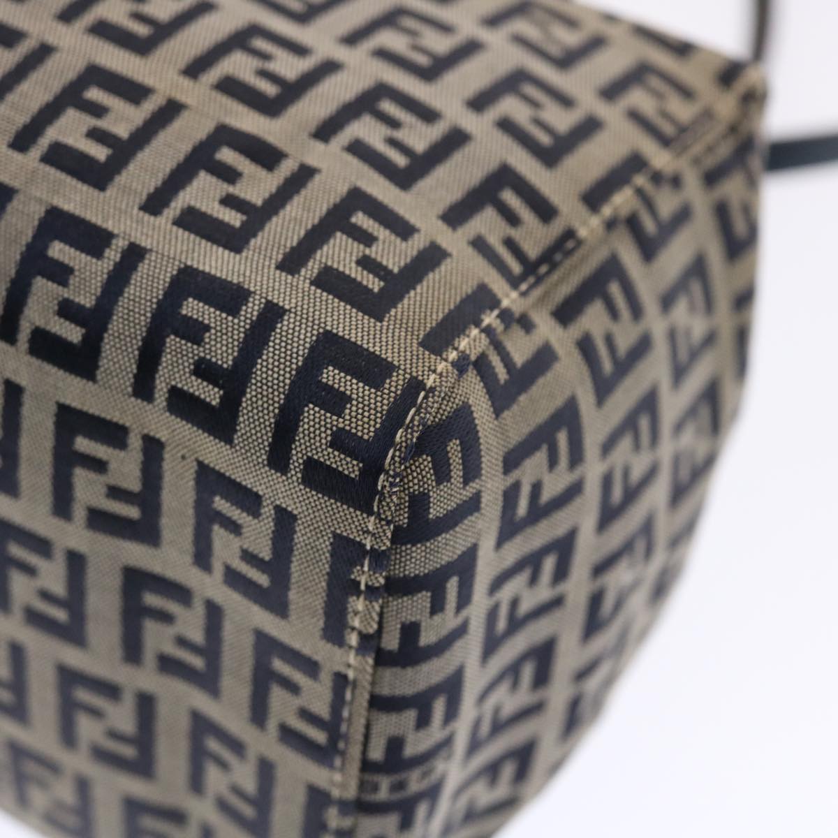 FENDI Zucchino Canvas Mamma Baguette Shoulder Bag Nylon Navy 50426