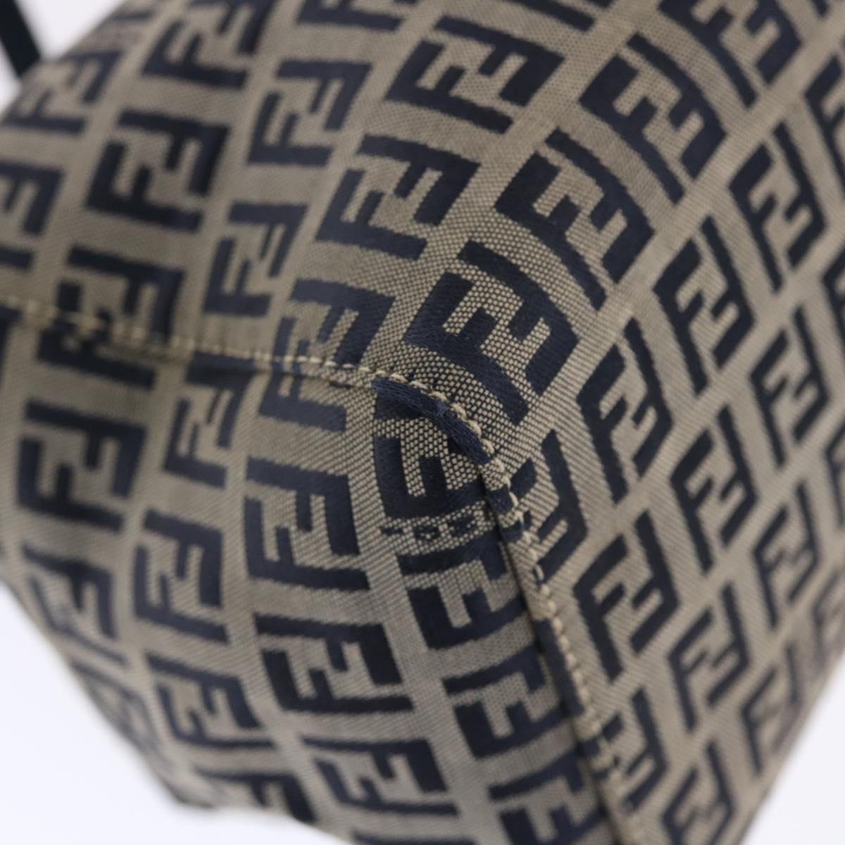 FENDI Zucchino Canvas Mamma Baguette Shoulder Bag Nylon Navy 50426