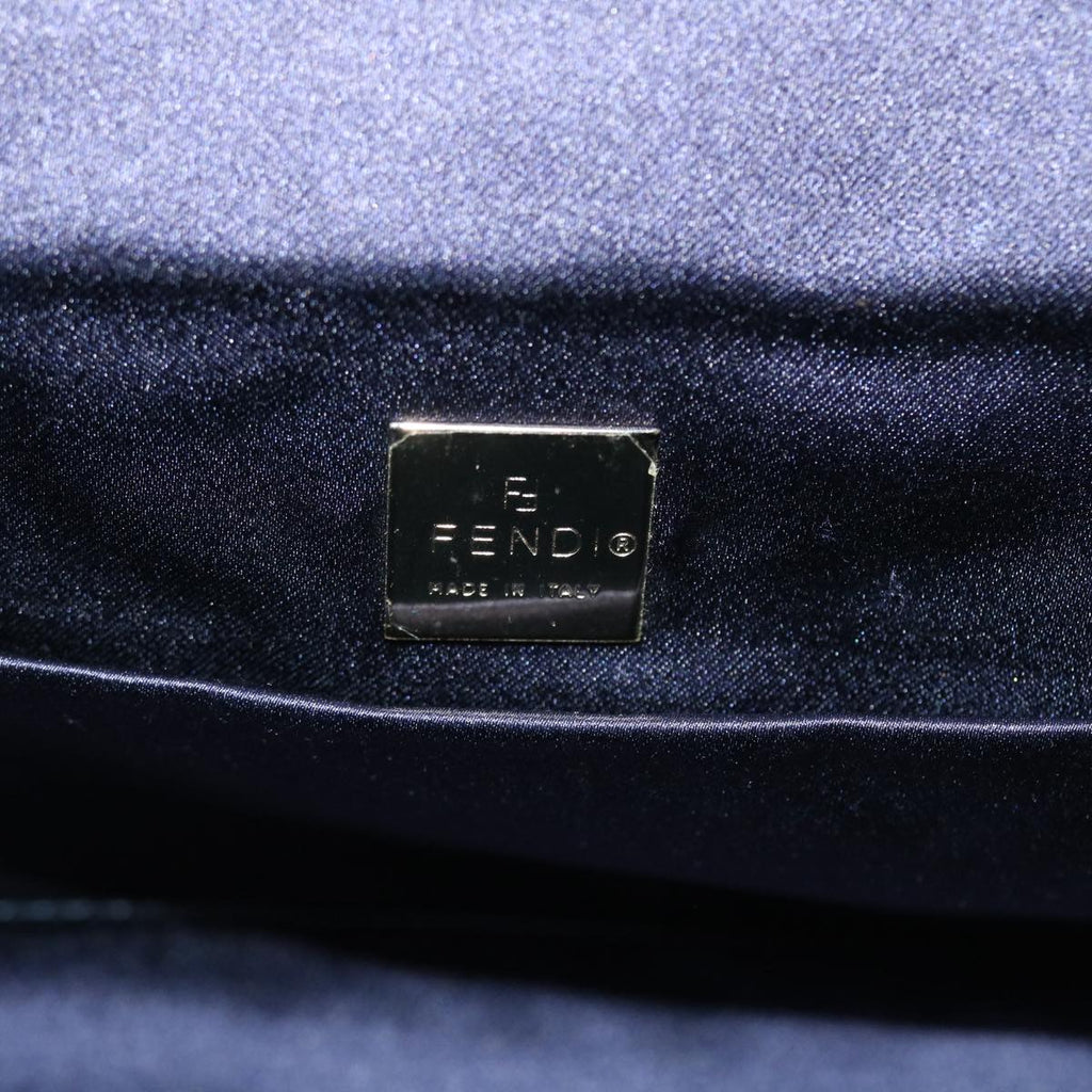 FENDI Zucchino Canvas Mamma Baguette Shoulder Bag Nylon Navy 50426