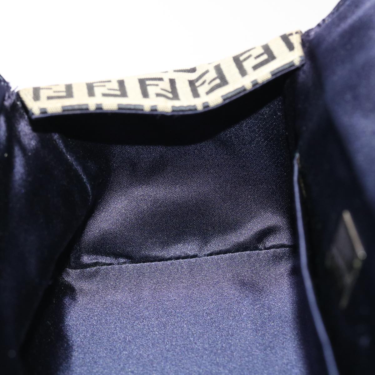 FENDI Zucchino Canvas Mamma Baguette Shoulder Bag Nylon Navy 50426