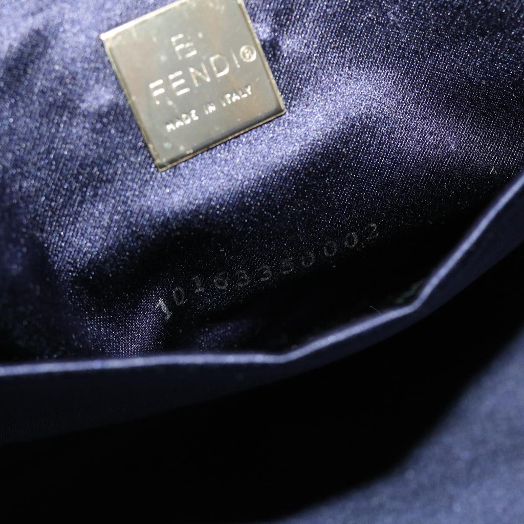 FENDI Zucchino Canvas Mamma Baguette Shoulder Bag Nylon Navy 50426