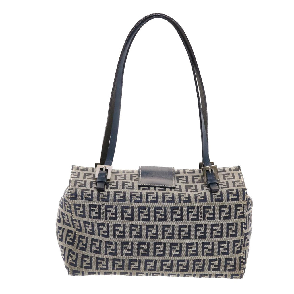 FENDI Zucchino Canvas Mamma Baguette Shoulder Bag Nylon Navy 50426