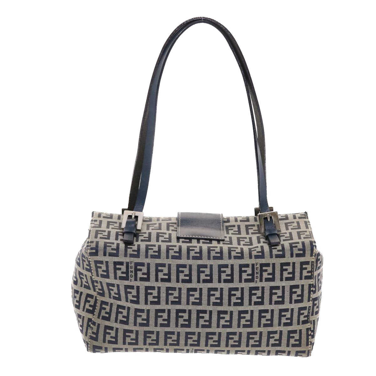 FENDI Zucchino Canvas Mamma Baguette Shoulder Bag Nylon Navy 50426