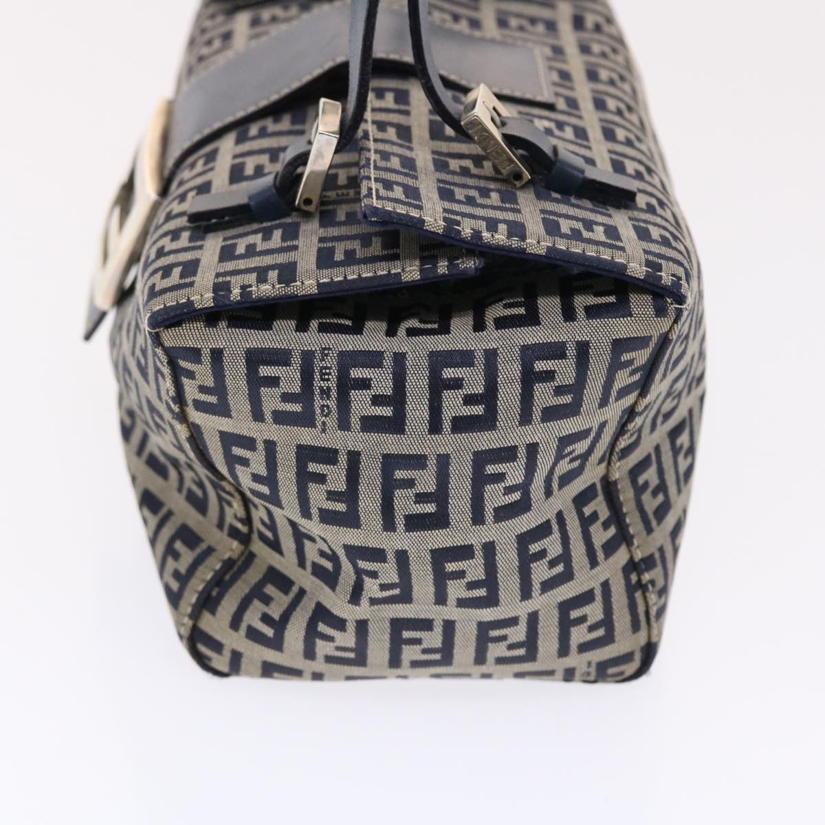 FENDI Zucchino Canvas Mamma Baguette Shoulder Bag Nylon Navy 50426