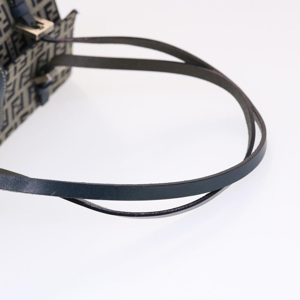 FENDI Zucchino Canvas Mamma Baguette Shoulder Bag Nylon Navy 50426