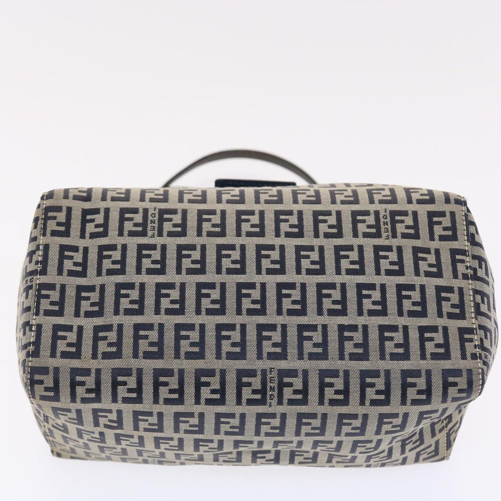 FENDI Zucchino Canvas Mamma Baguette Shoulder Bag Nylon Navy 50426