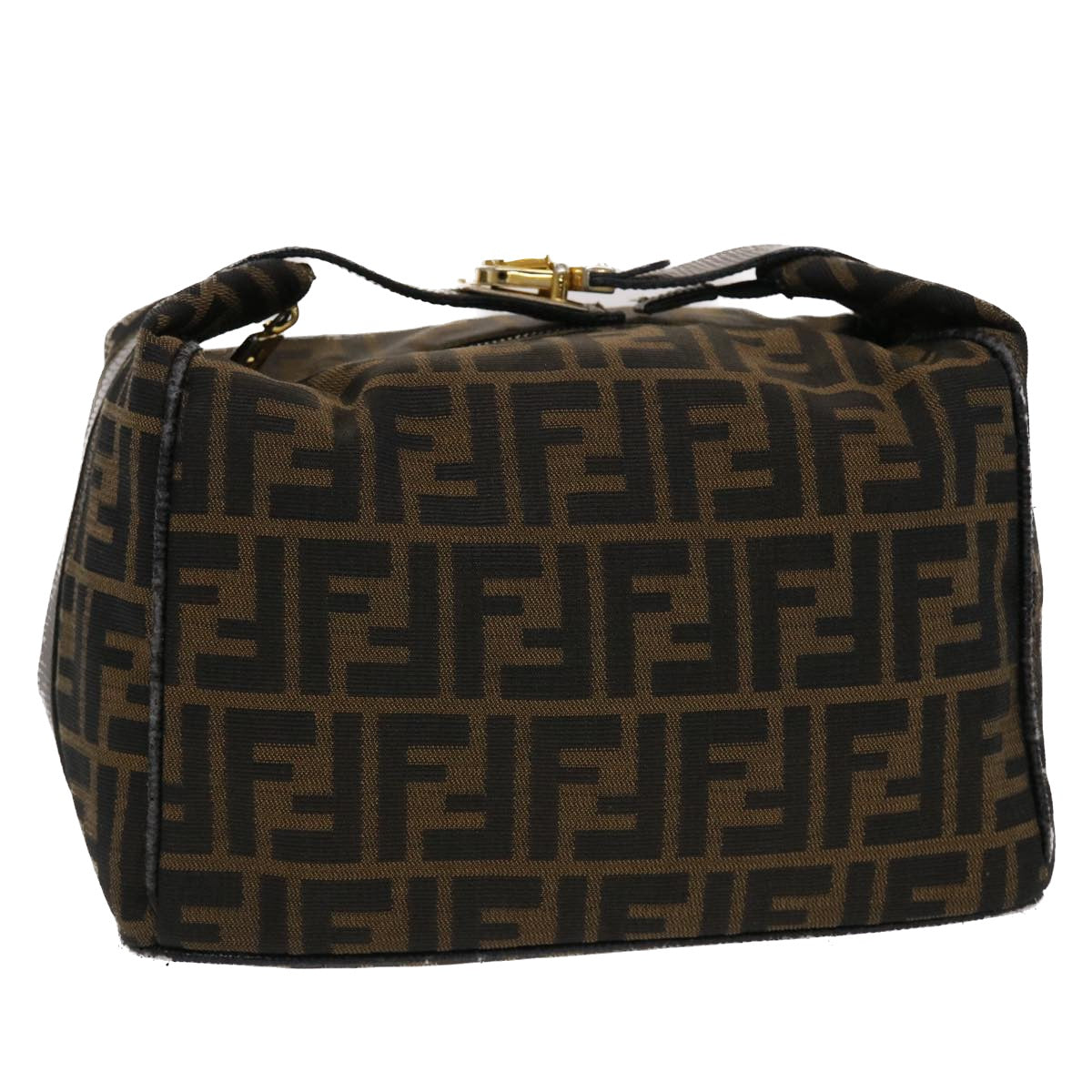 FENDI Zucca Canvas Vanity pouch Hand Bag Nylon Brown Black 50427