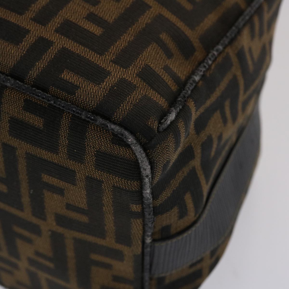 FENDI Zucca Canvas Vanity pouch Hand Bag Nylon Brown Black 50427