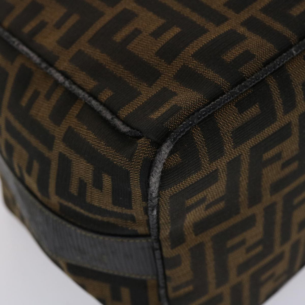 FENDI Zucca Canvas Vanity pouch Hand Bag Nylon Brown Black 50427