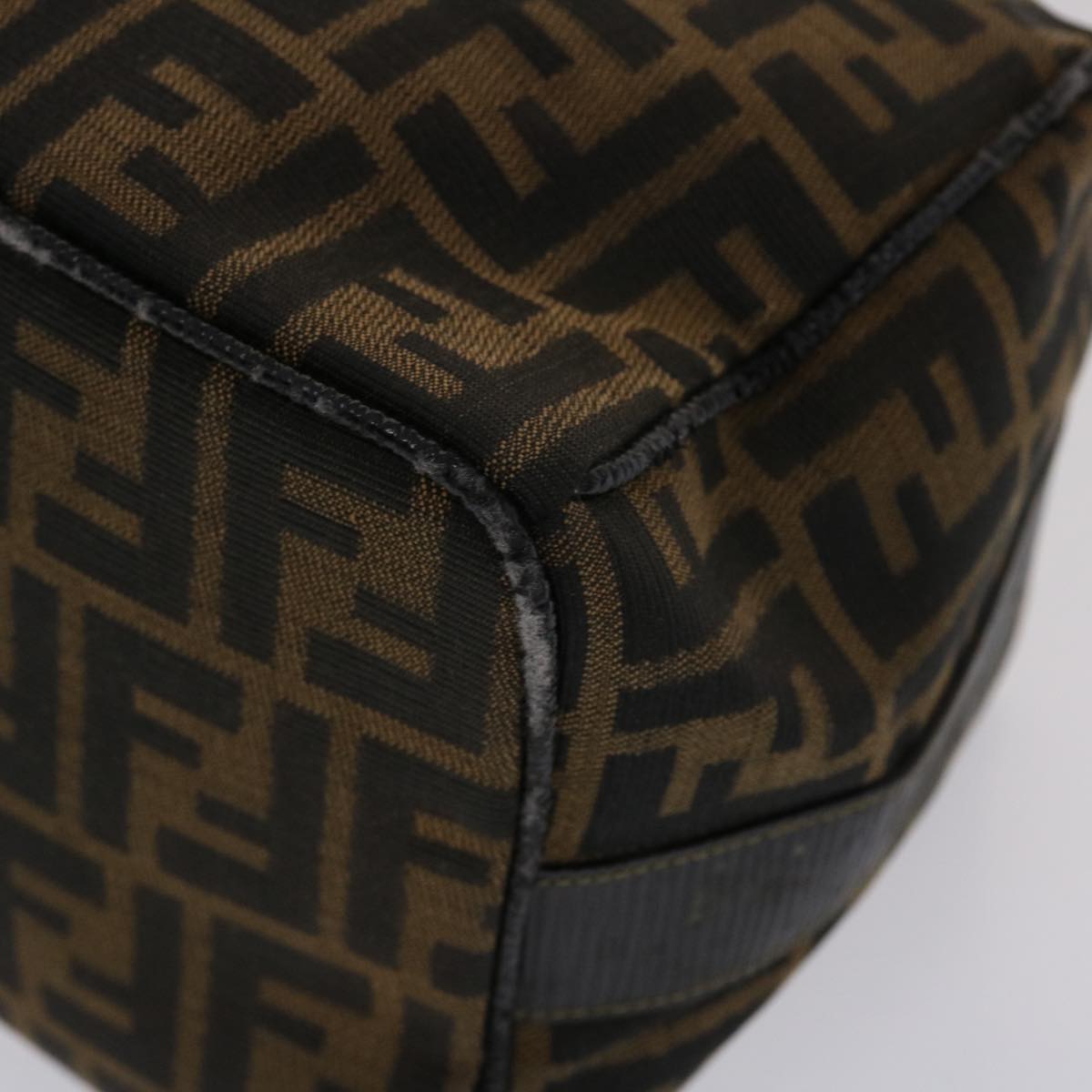 FENDI Zucca Canvas Vanity pouch Hand Bag Nylon Brown Black 50427