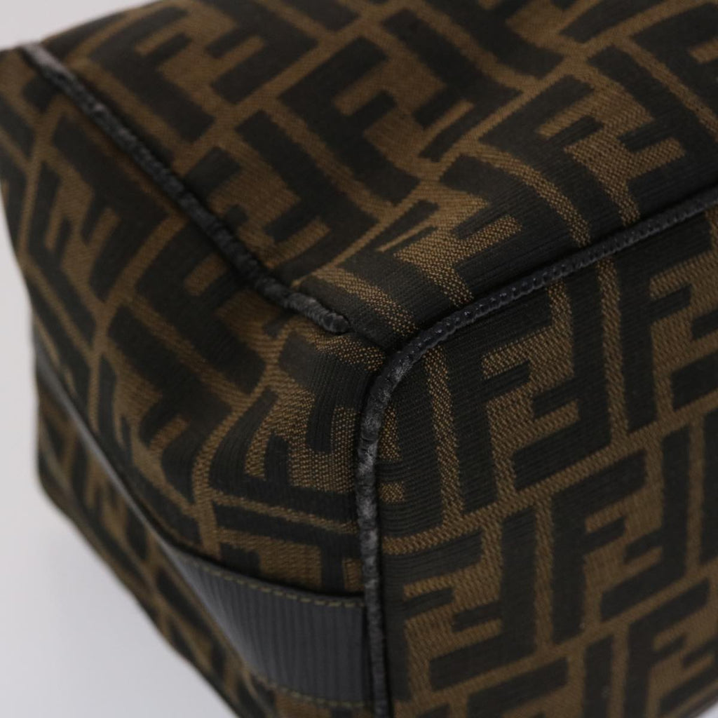 FENDI Zucca Canvas Vanity pouch Hand Bag Nylon Brown Black 50427