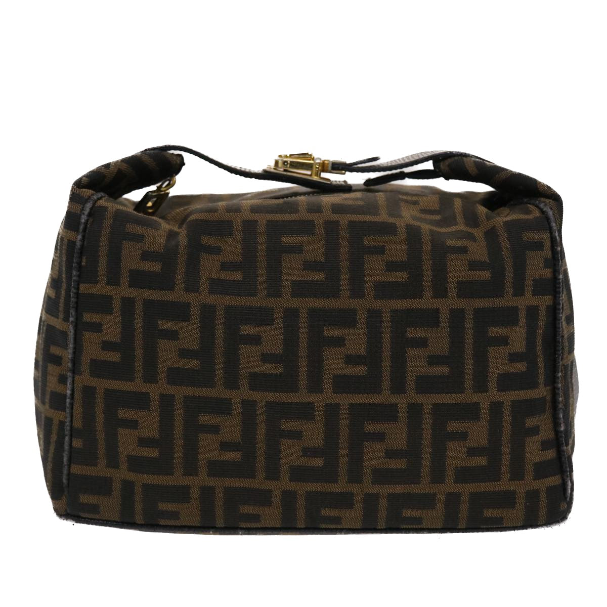 FENDI Zucca Canvas Vanity pouch Hand Bag Nylon Brown Black 50427