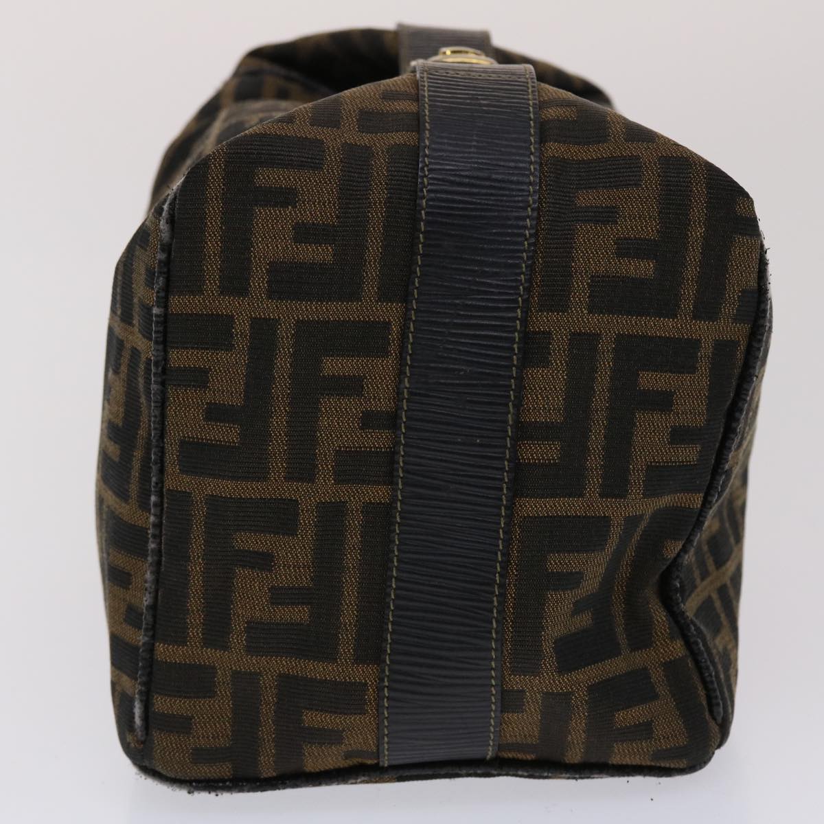 FENDI Zucca Canvas Vanity pouch Hand Bag Nylon Brown Black 50427