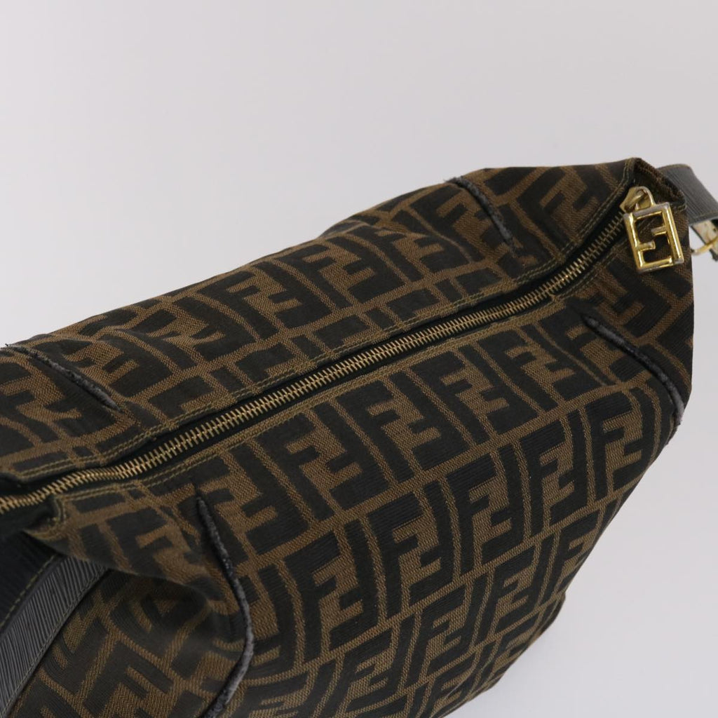 FENDI Zucca Canvas Vanity pouch Hand Bag Nylon Brown Black 50427