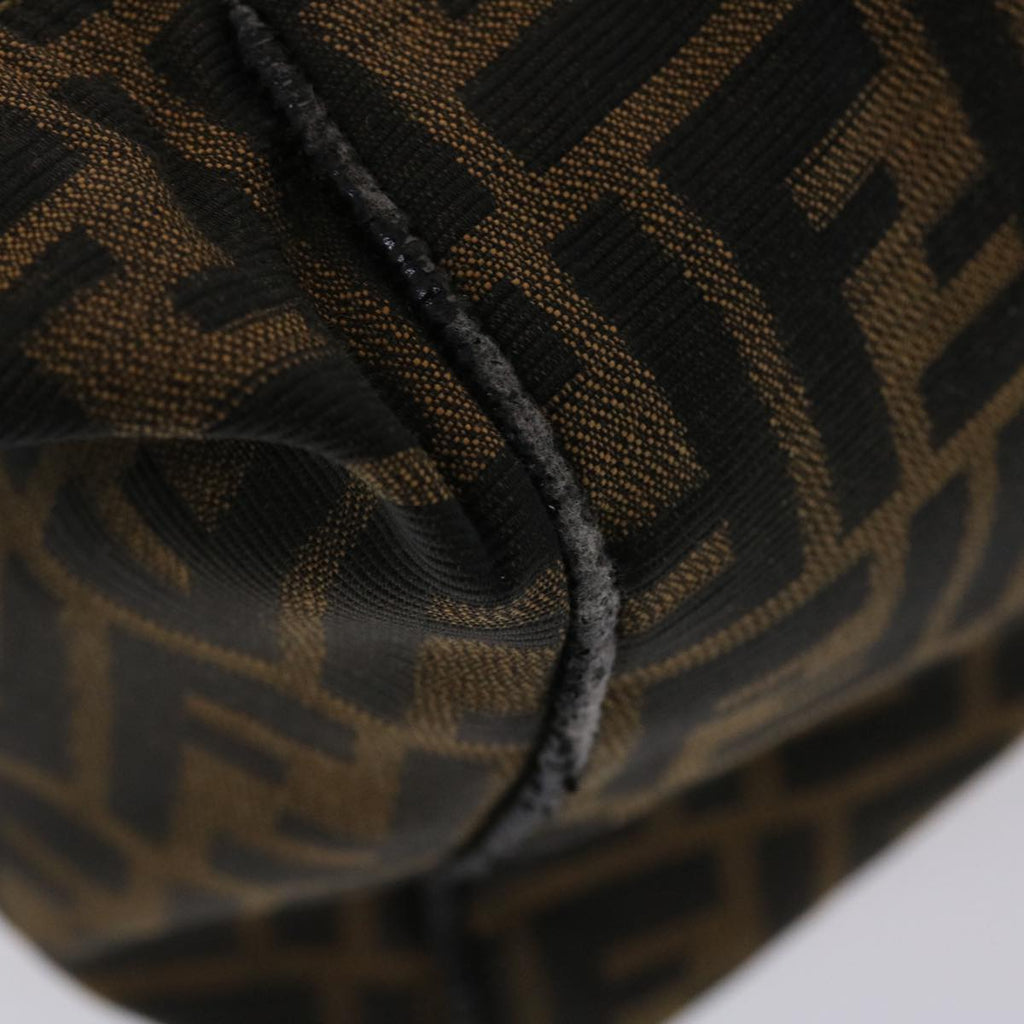 FENDI Zucca Canvas Vanity pouch Hand Bag Nylon Brown Black 50427