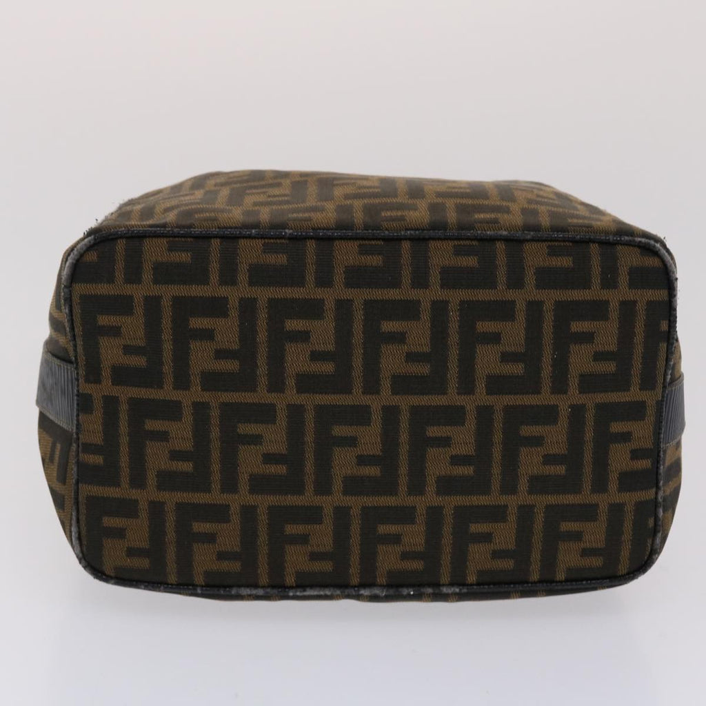 FENDI Zucca Canvas Vanity pouch Hand Bag Nylon Brown Black 50427