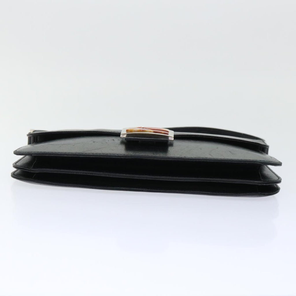 FENDI Mamma Baguette Shoulder Bag Leather Black 50486