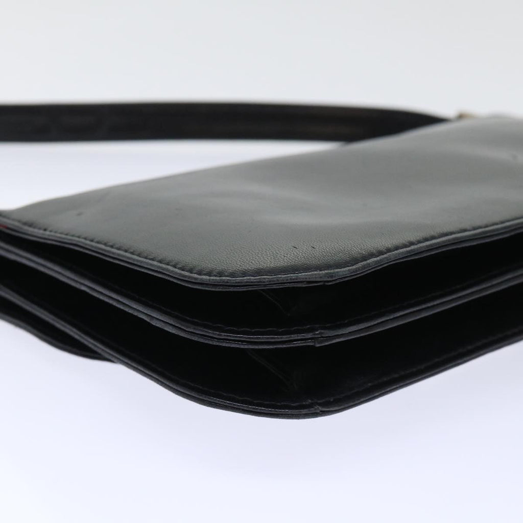 FENDI Mamma Baguette Shoulder Bag Leather Black 50486