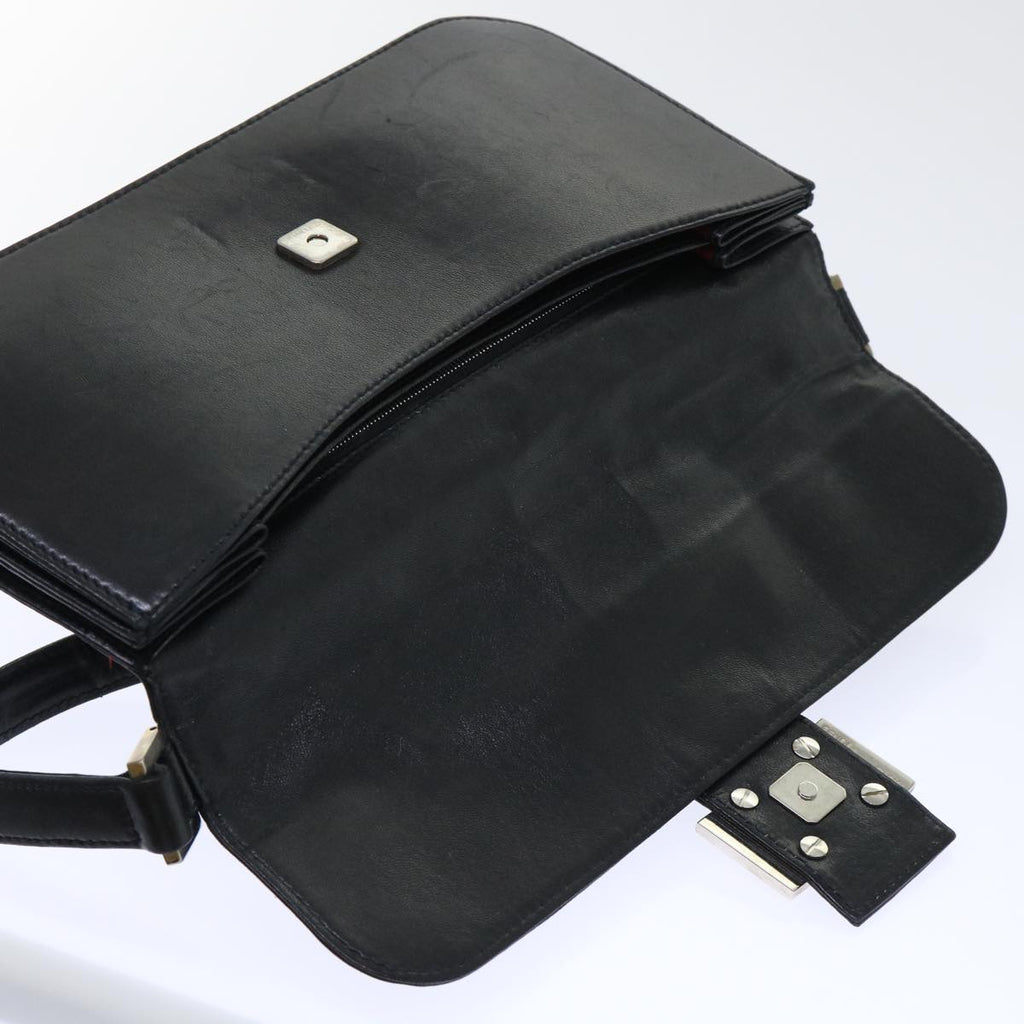 FENDI Mamma Baguette Shoulder Bag Leather Black 50486