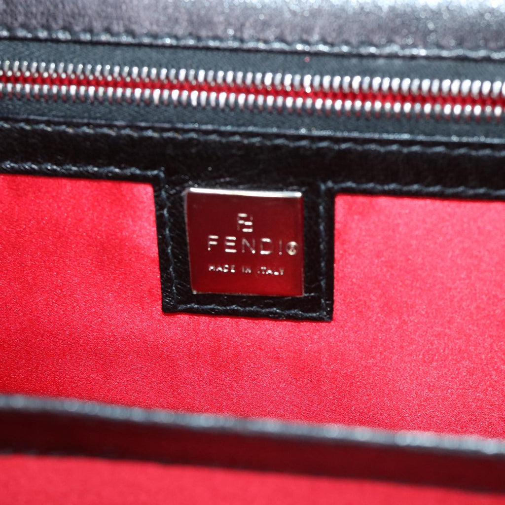 FENDI Mamma Baguette Shoulder Bag Leather Black 50486