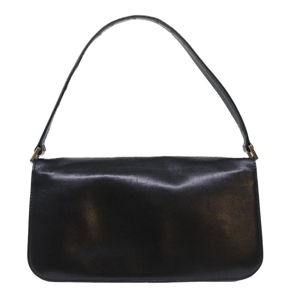 FENDI Mamma Baguette Shoulder Bag Leather Black 50486