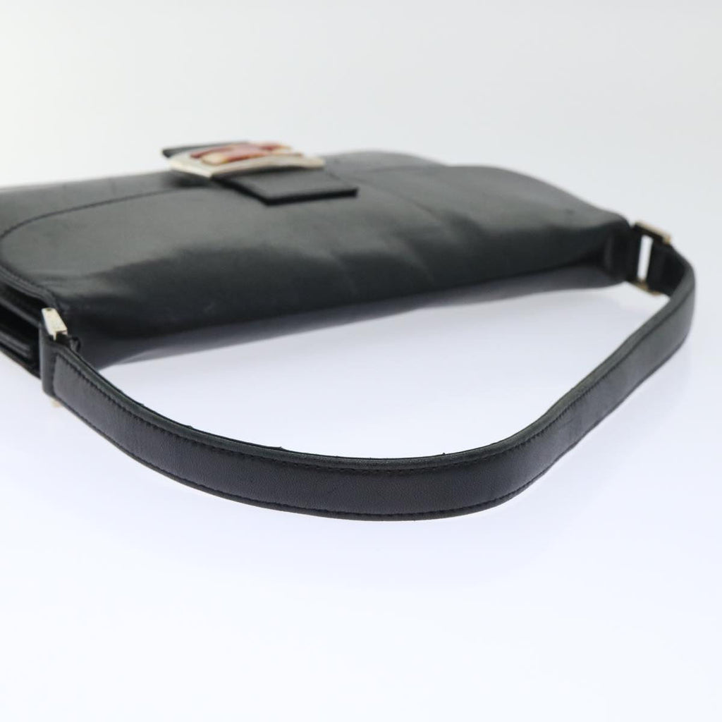 FENDI Mamma Baguette Shoulder Bag Leather Black 50486