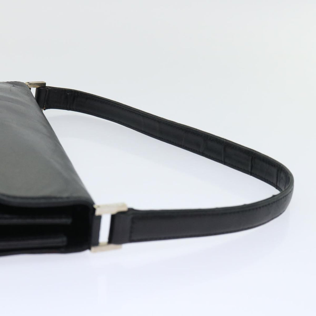 FENDI Mamma Baguette Shoulder Bag Leather Black 50486