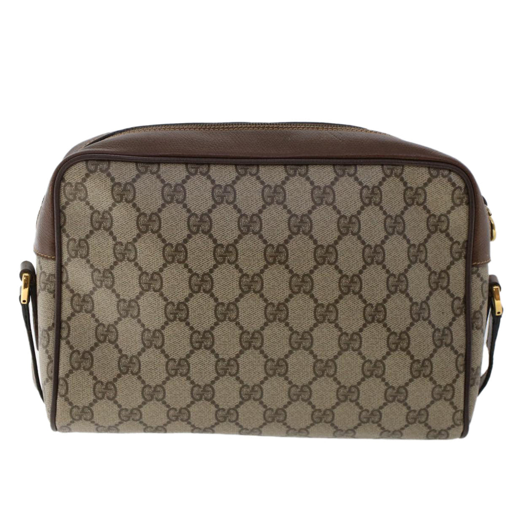 GUCCI GG Canvas Web Sherry Line Shoulder Bag PVC Leather Beige Red 50489