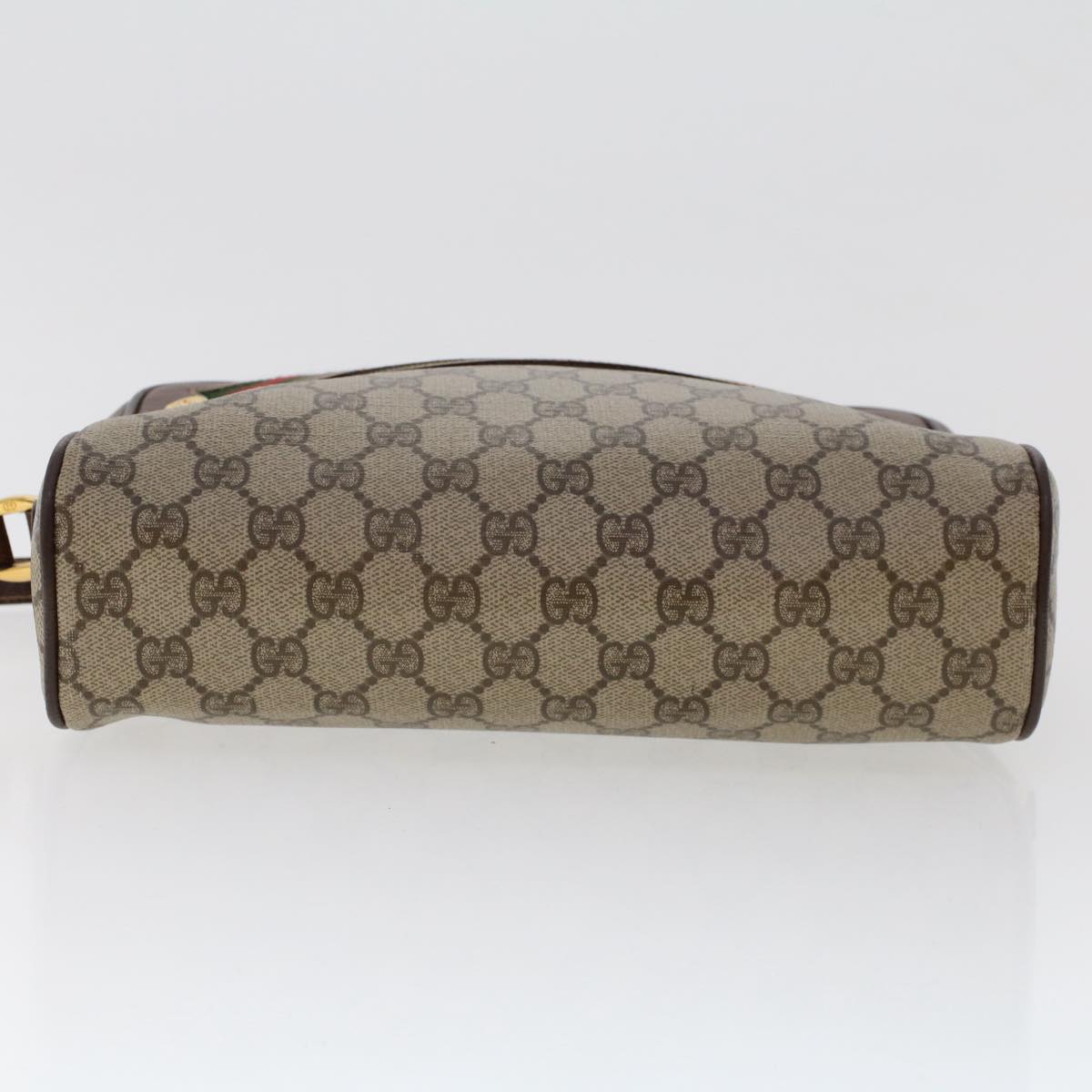 GUCCI GG Canvas Web Sherry Line Shoulder Bag PVC Leather Beige Red 50489