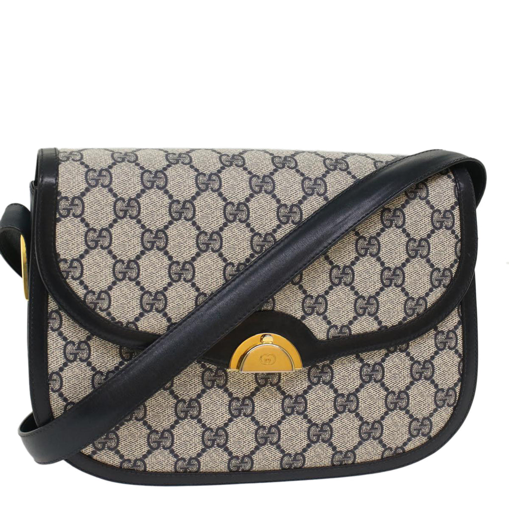 GUCCI GG Canvas Shoulder Bag PVC Leather Navy 50490