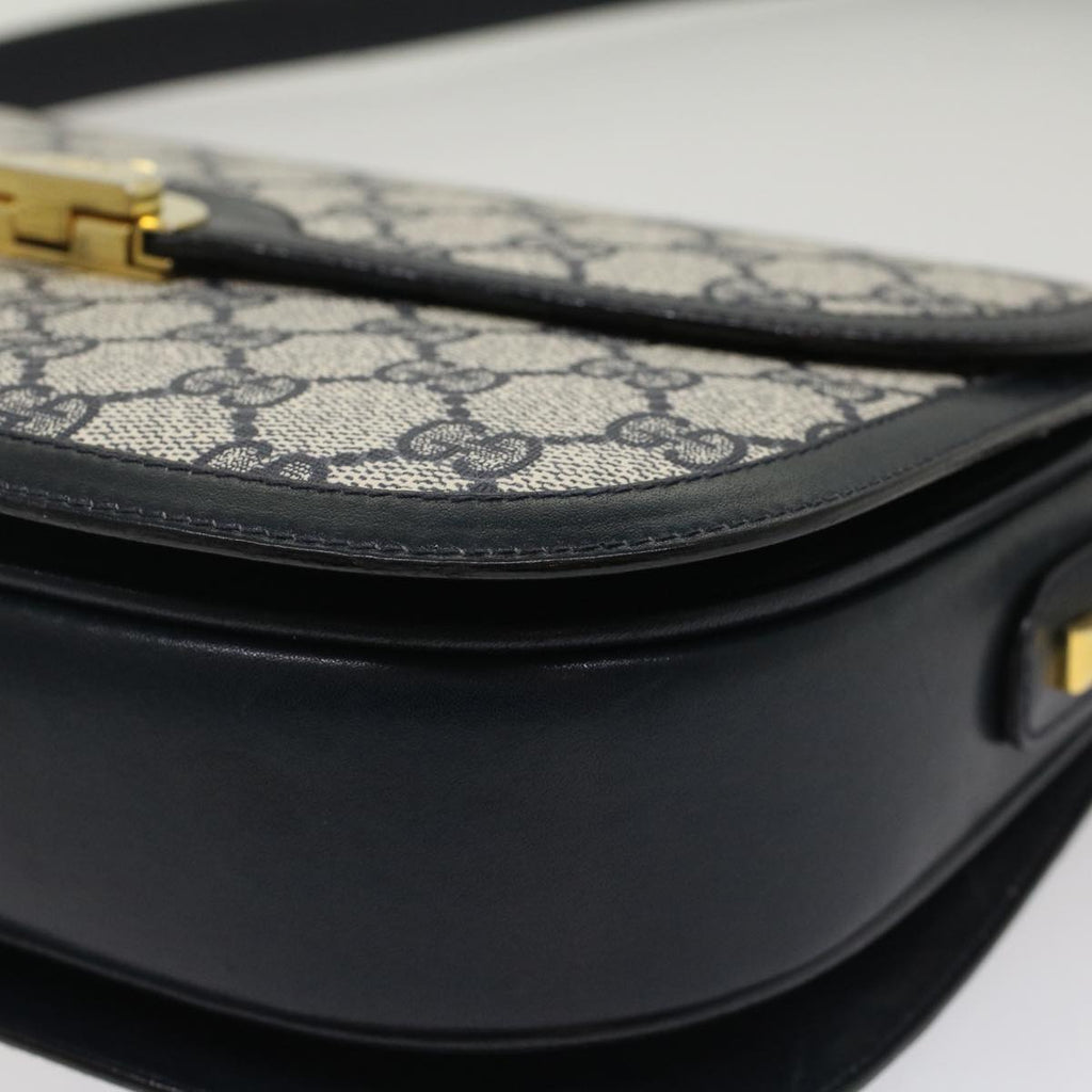 GUCCI GG Canvas Shoulder Bag PVC Leather Navy 50490