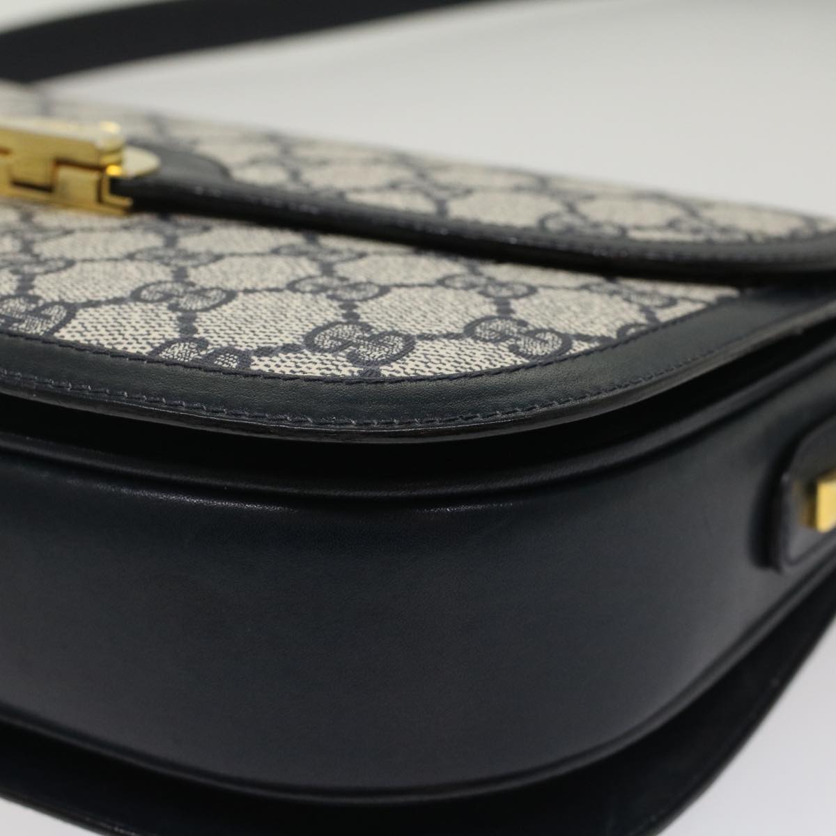 GUCCI GG Canvas Shoulder Bag PVC Leather Navy 50490